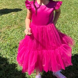Girls Hot Pink Tulle Party Dress